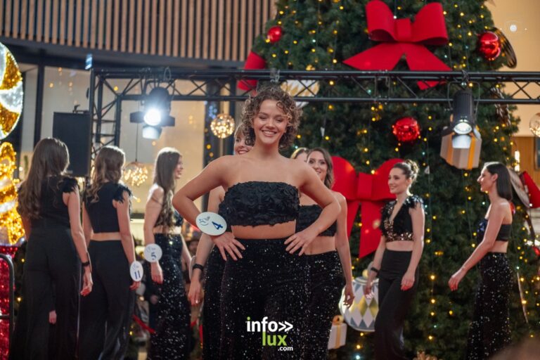 Marine Herbé, candidate n° 4, sur la scène de Miss Moselle 2025 au B’est de Farébersviller