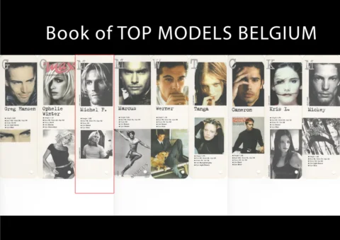 Das „Book of Top Models Belgium“, darin sein gerahmtes Foto unter dem Namen „Michel F.“